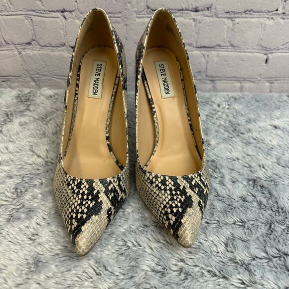 Steve Madden Adella Snake Print Pointed Toe Heels Slip On Pumps Size 9M - Picture 3 of 9